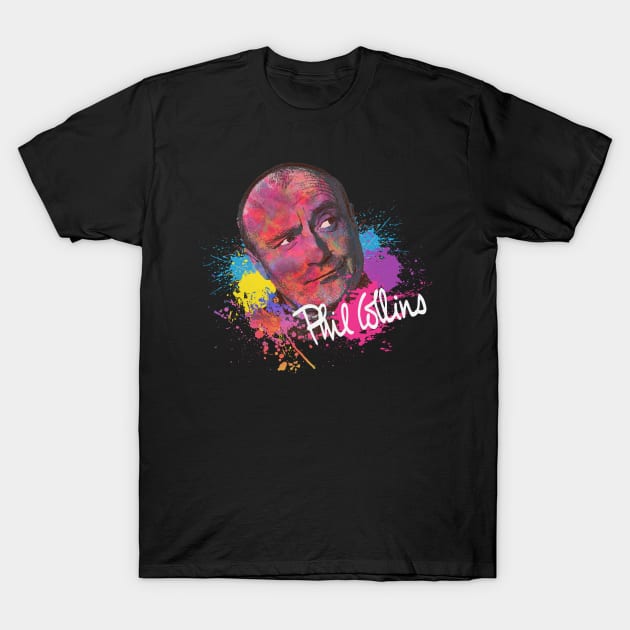 Phil Collins Face Watercolor Painting T-Shirt by Bingung Mikir Nama Design